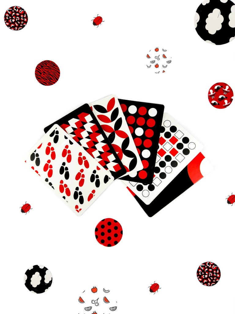 Cajita Rojo,negro y blanco.